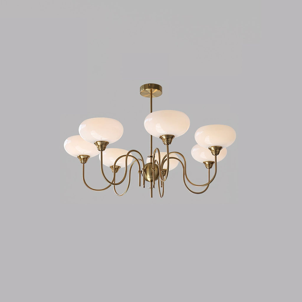 Persimmon chandelier seen from below showing glass cluster