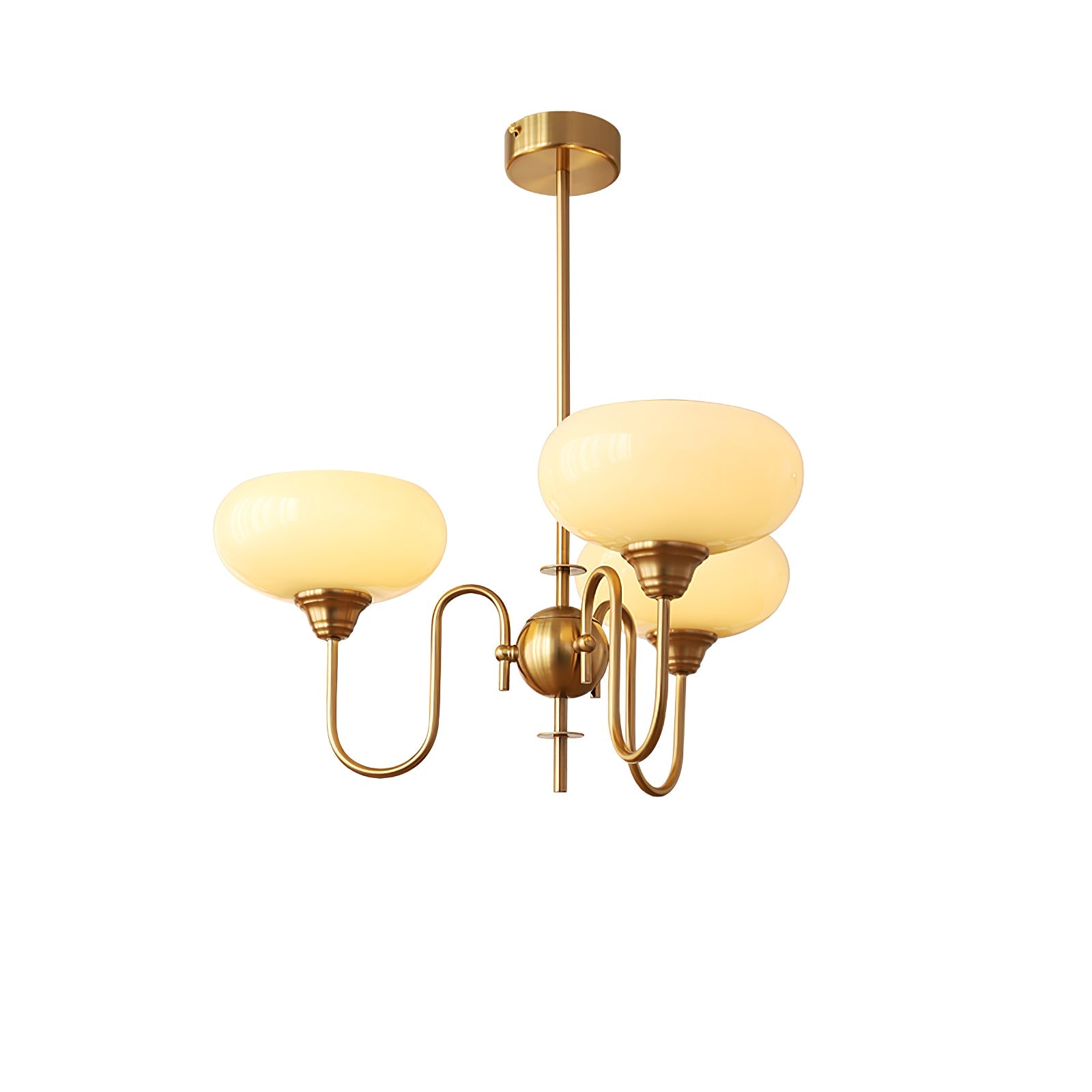 Persimmon lysekrone, mælkehvidt og cremet glas, E27, guld eller krom