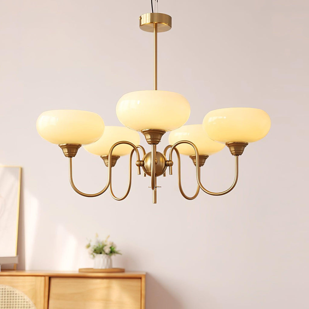 Persimmon chandelier hanging as a sculptural centrepiece