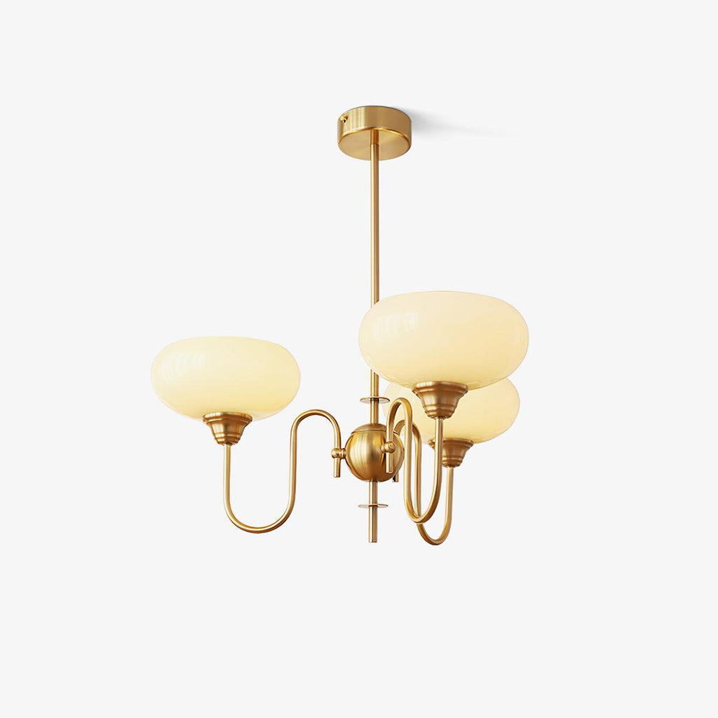 Persimmon lysekrone, mælkehvidt og cremet glas, E27, guld eller krom