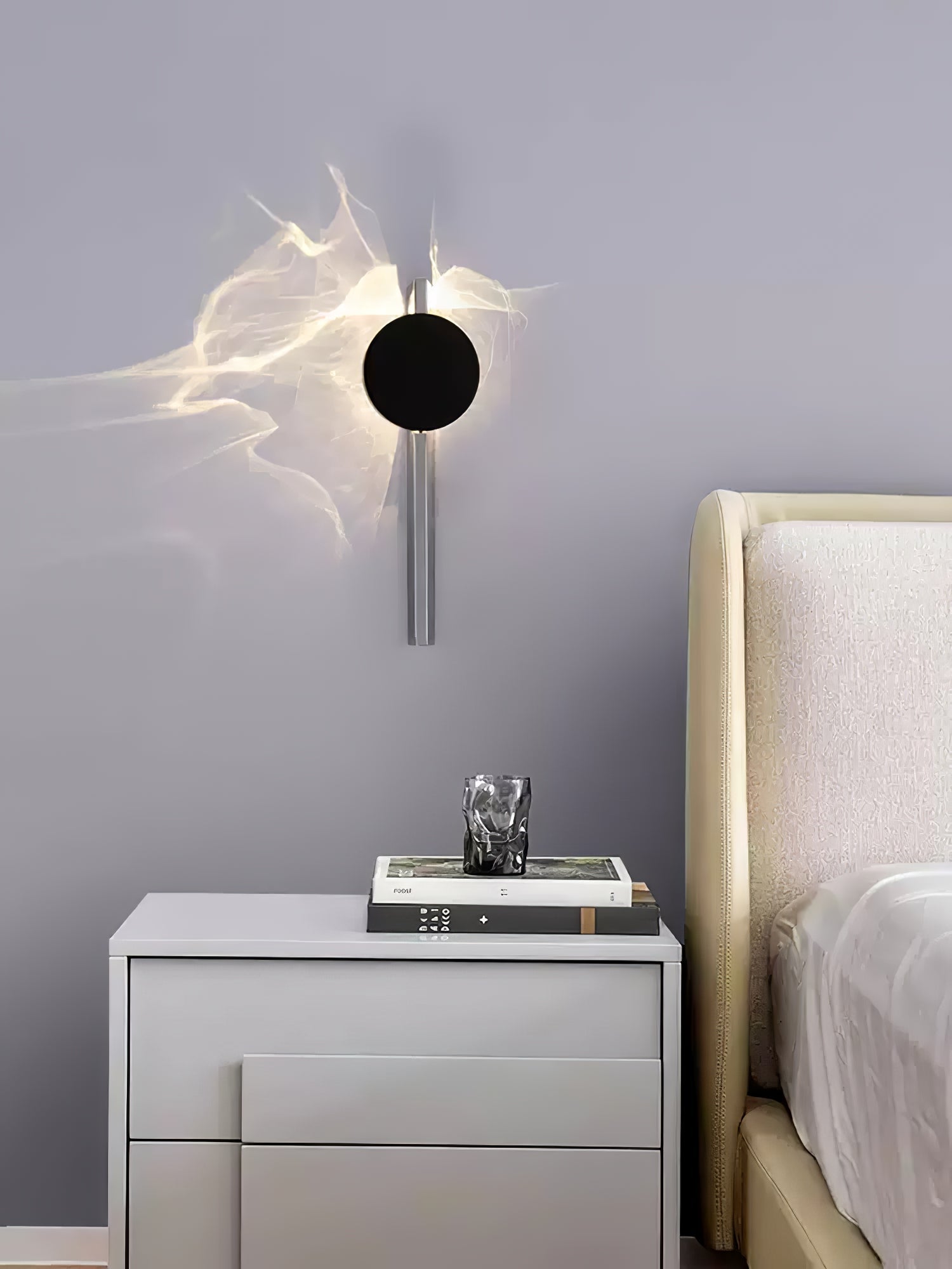 Wall Lamp, Kinetic Shadow Chrome Sculpture, Integrated LED, Dimmable