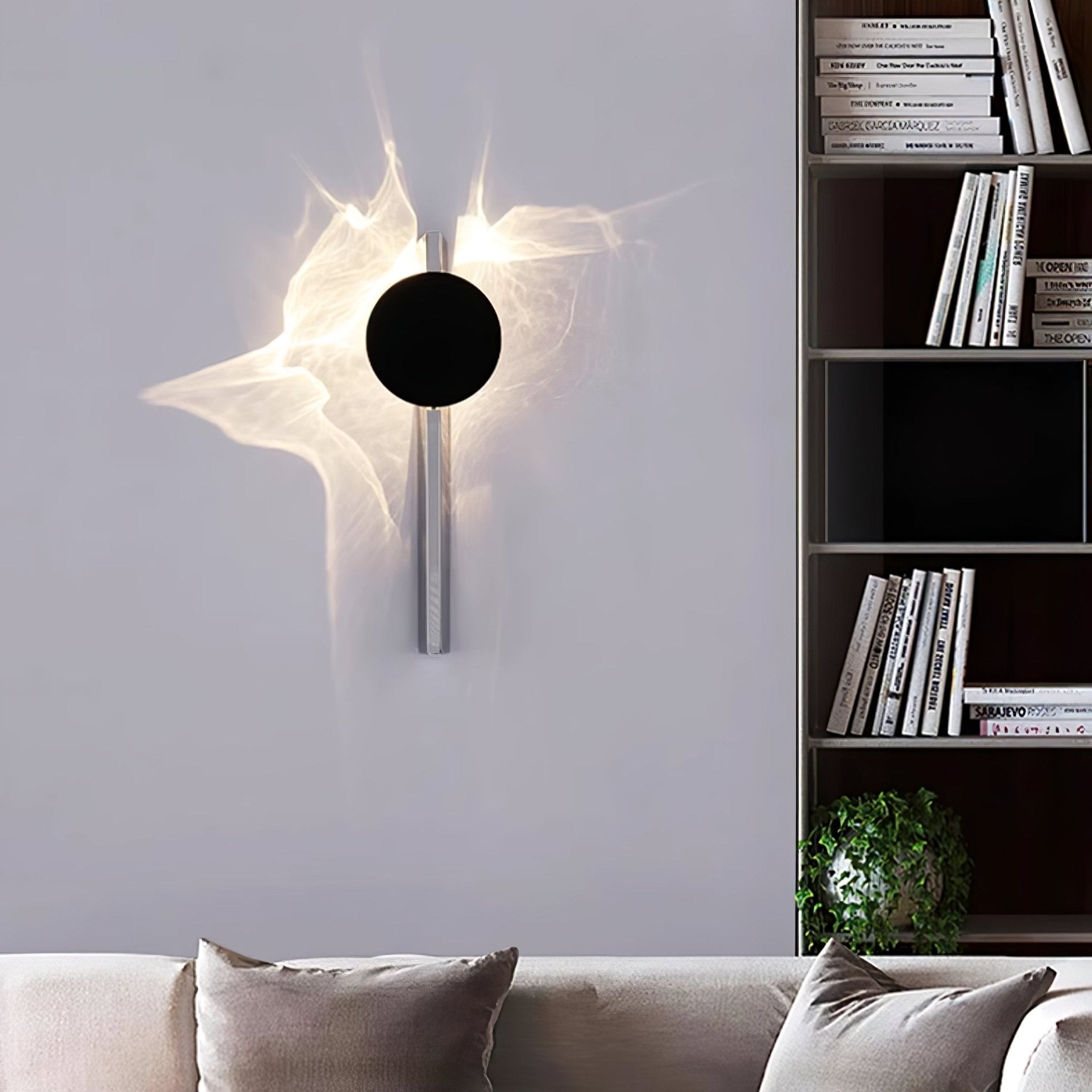 Wall Lamp, Kinetic Shadow Chrome Sculpture, Integrated LED, Dimmable