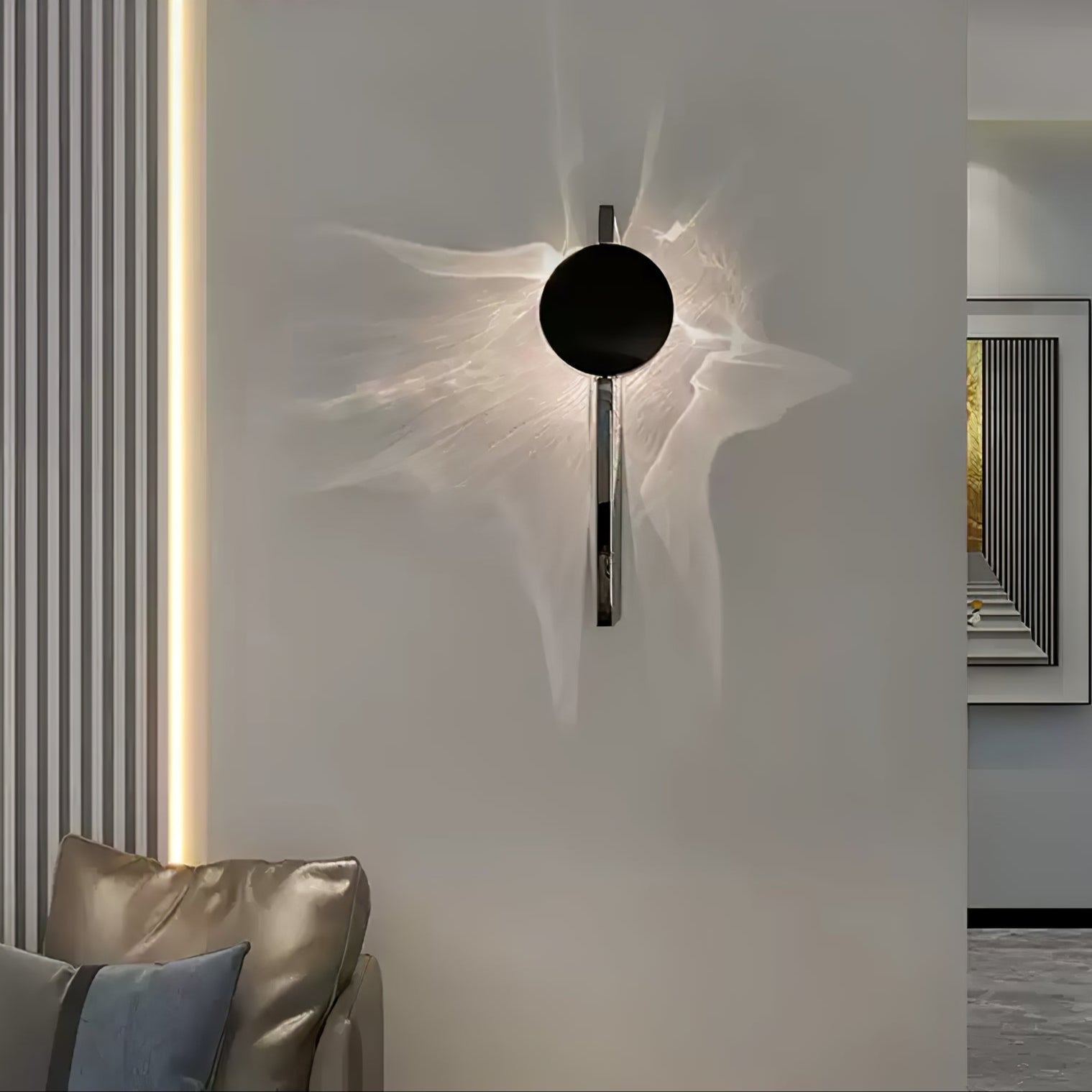 Wall Lamp, Kinetic Shadow Chrome Sculpture, Integrated LED, Dimmable