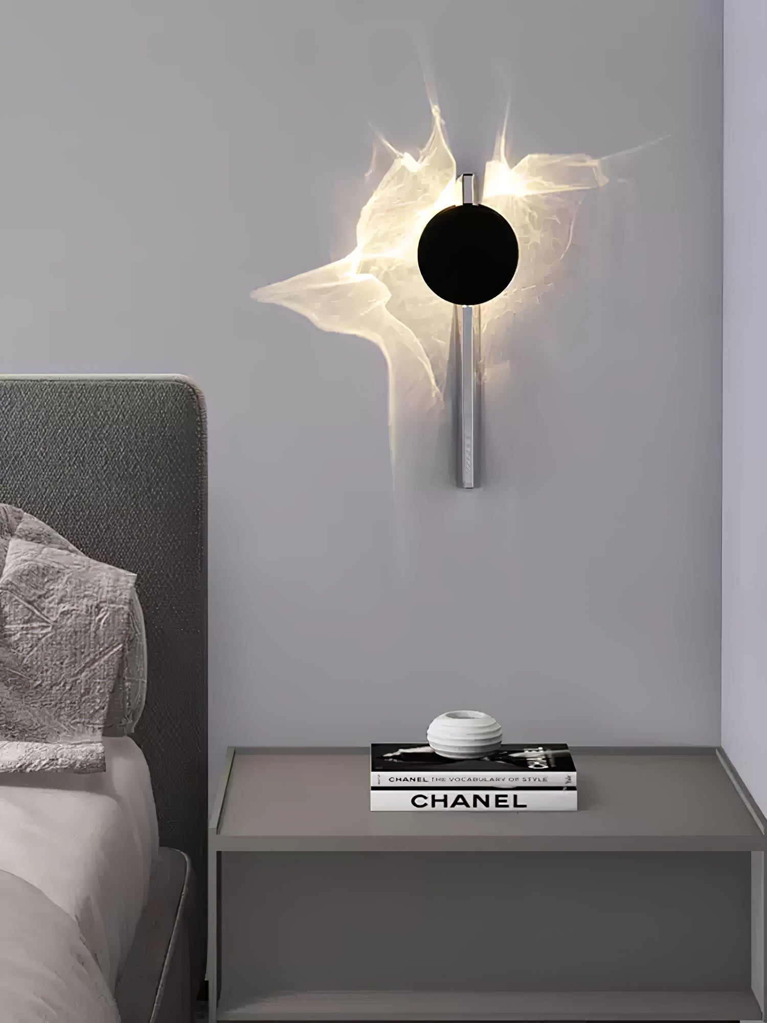 Wall Lamp, Kinetic Shadow Chrome Sculpture, Integrated LED, Dimmable