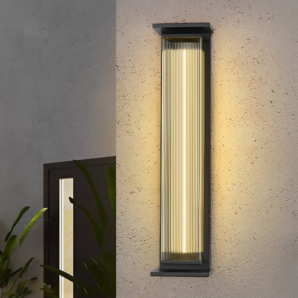 Quenna Modern LED Strip Outdoor Wall Light, Black Stainless Steel Design