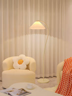 Pleated linen shade of the floor lamp seen in detail
