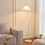 Detail of the inline switch and plug-in cord of the pleated floor lamp