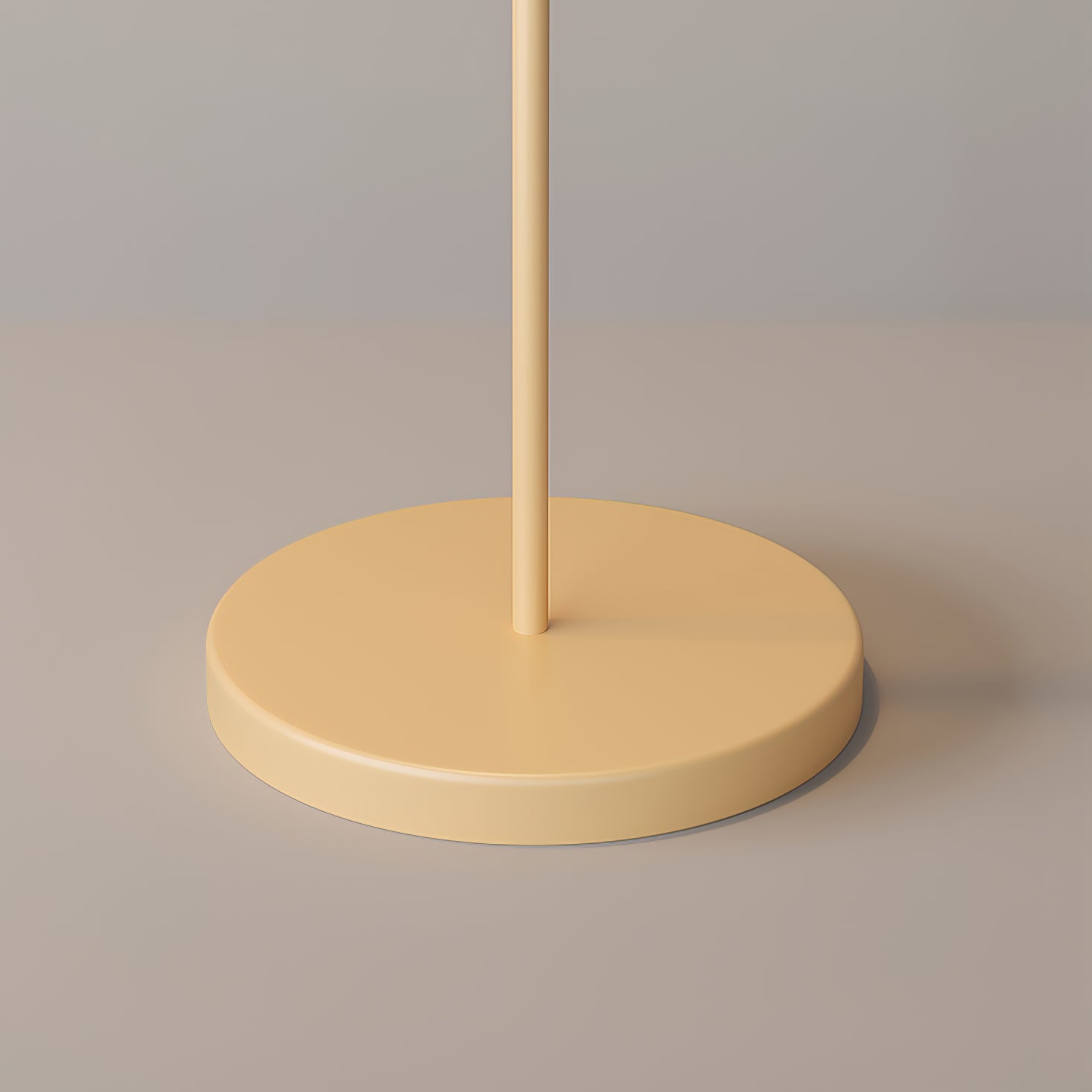 Pleated floor lamp glowing softly in an evening room