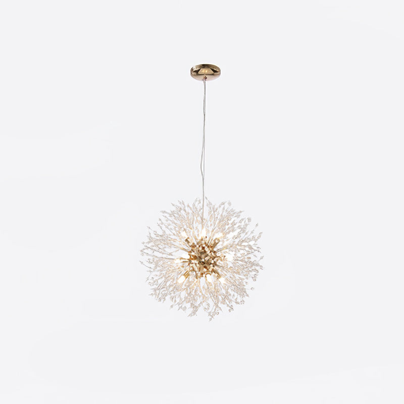 A further product shot of this Clérachic chandelier in a gold finish, framed against a white backdrop.