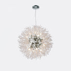 Product shot of this Clérachic chandelier in a chrome finish, its centre hub visible among dense crystal-tipped branches.