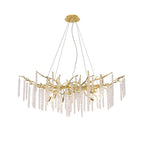 The long oval version on white, hung on fine cables with icicle drops along its whole length.
