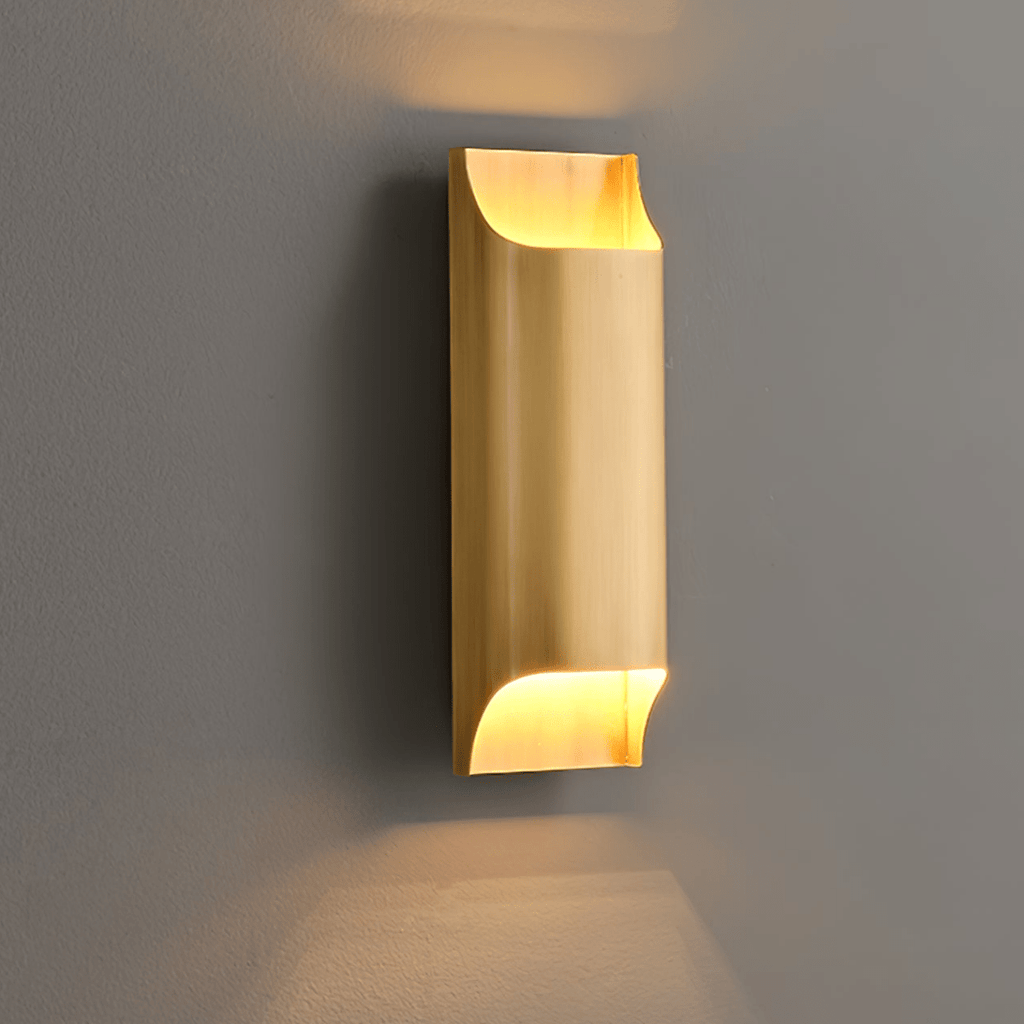 Wall Sconce, Curved Brass and Copper Finish, Modern Style, Single LED Bulb