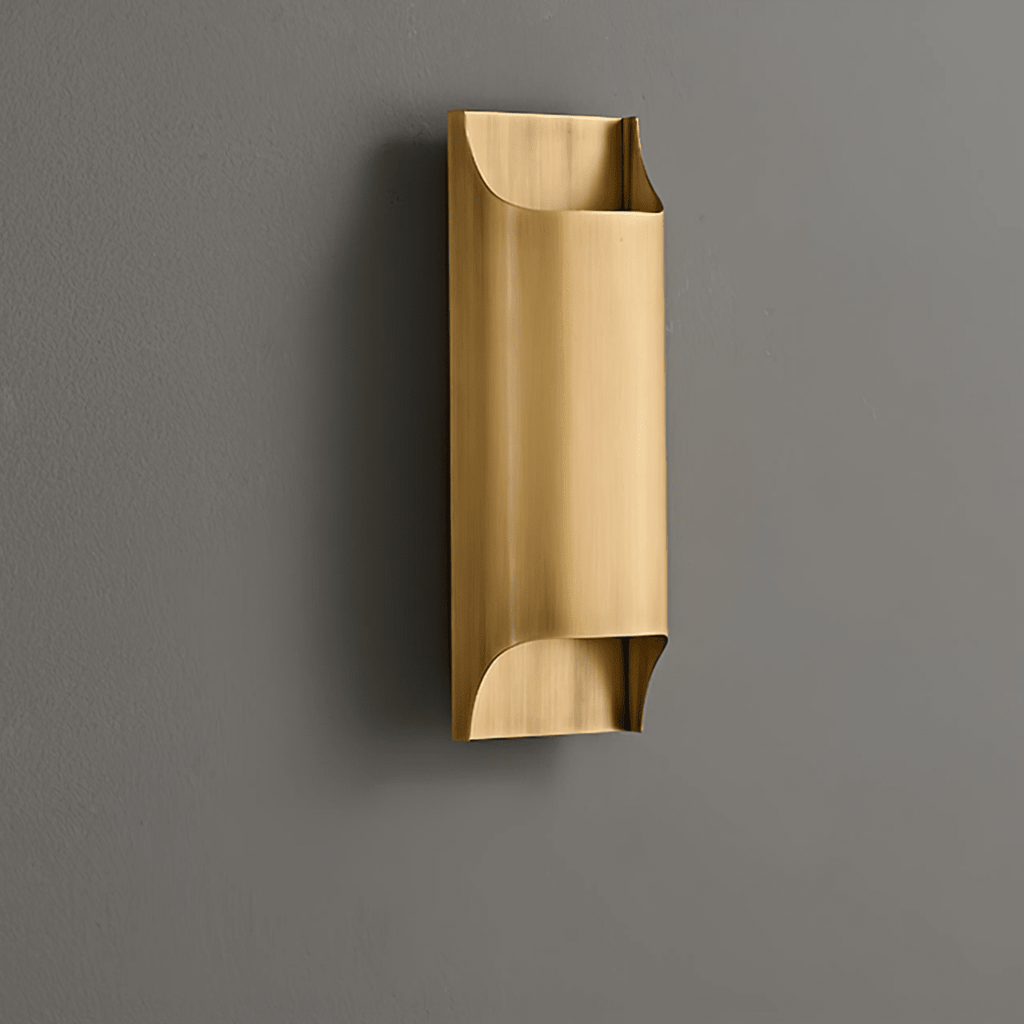 Wall Sconce, Curved Brass and Copper Finish, Modern Style, Single LED Bulb
