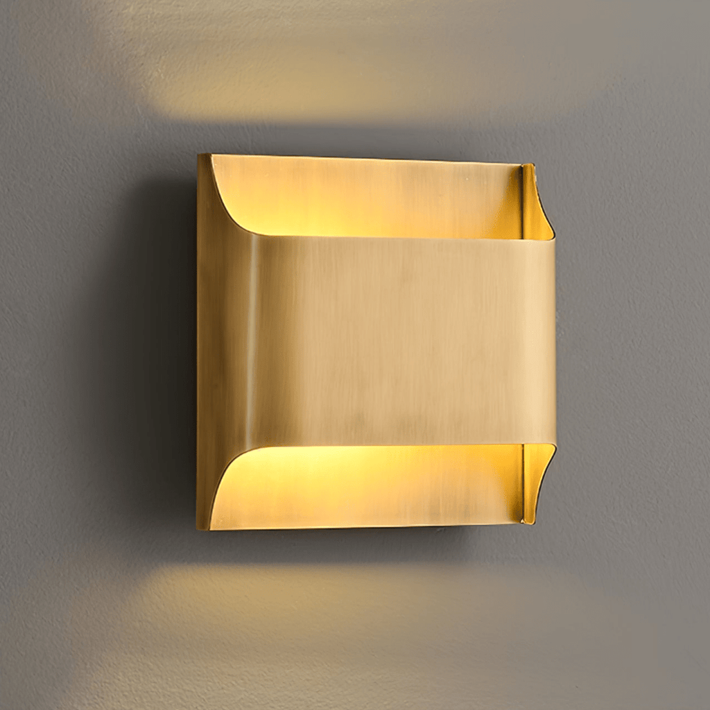 Wall Sconce, Curved Brass and Copper Finish, Modern Style, Single LED Bulb