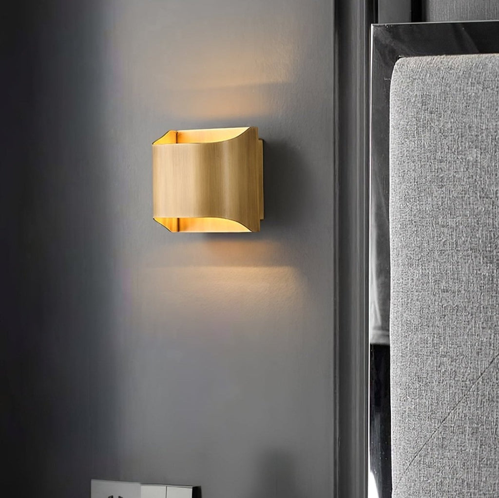 Wall Sconce, Curved Brass and Copper Finish, Modern Style, Single LED Bulb