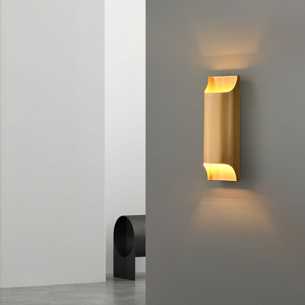 Wall Sconce, Curved Brass and Copper Finish, Modern Style, Single LED Bulb