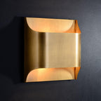 Wall Sconce, Curved Brass and Copper Finish, Modern Style, Single LED Bulb
