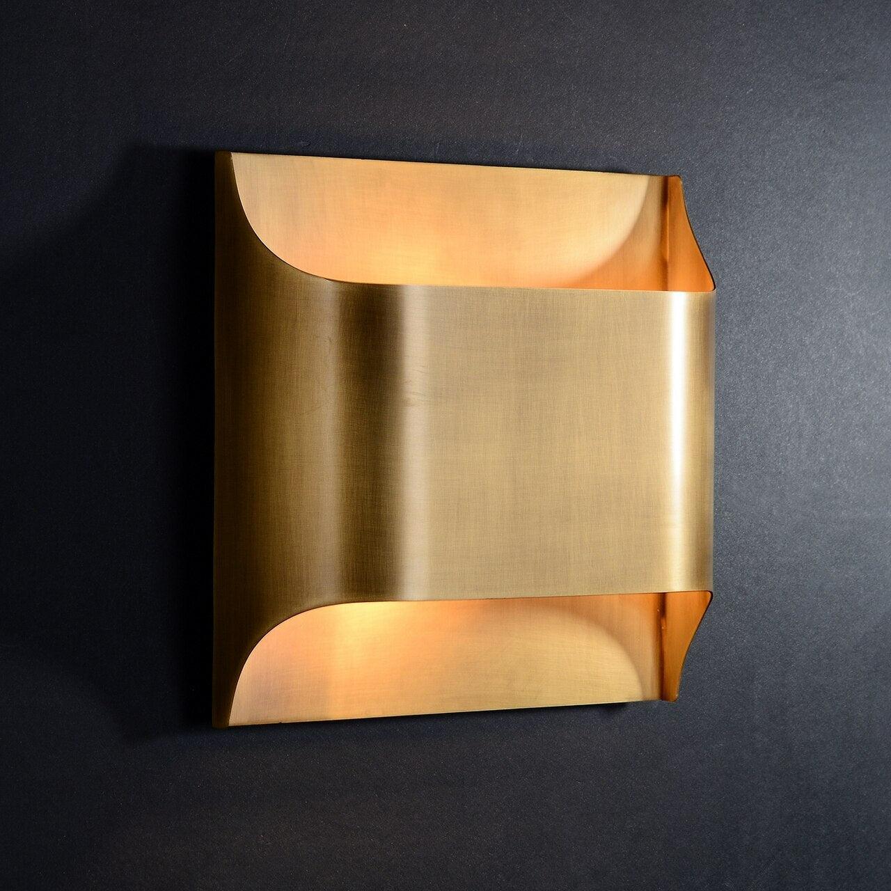 Wall Sconce, Curved Brass and Copper Finish, Modern Style, Single LED Bulb