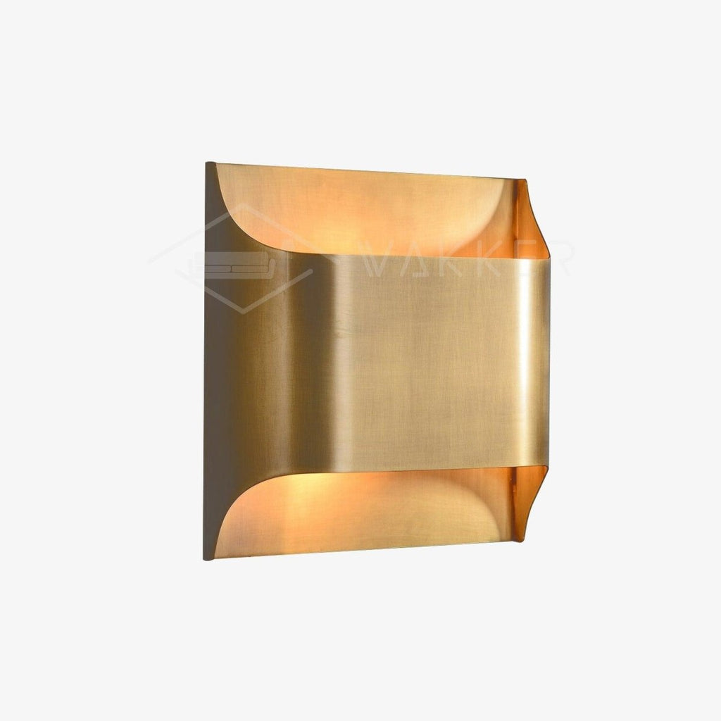 Wall Sconce, Curved Brass and Copper Finish, Modern Style, Single LED Bulb