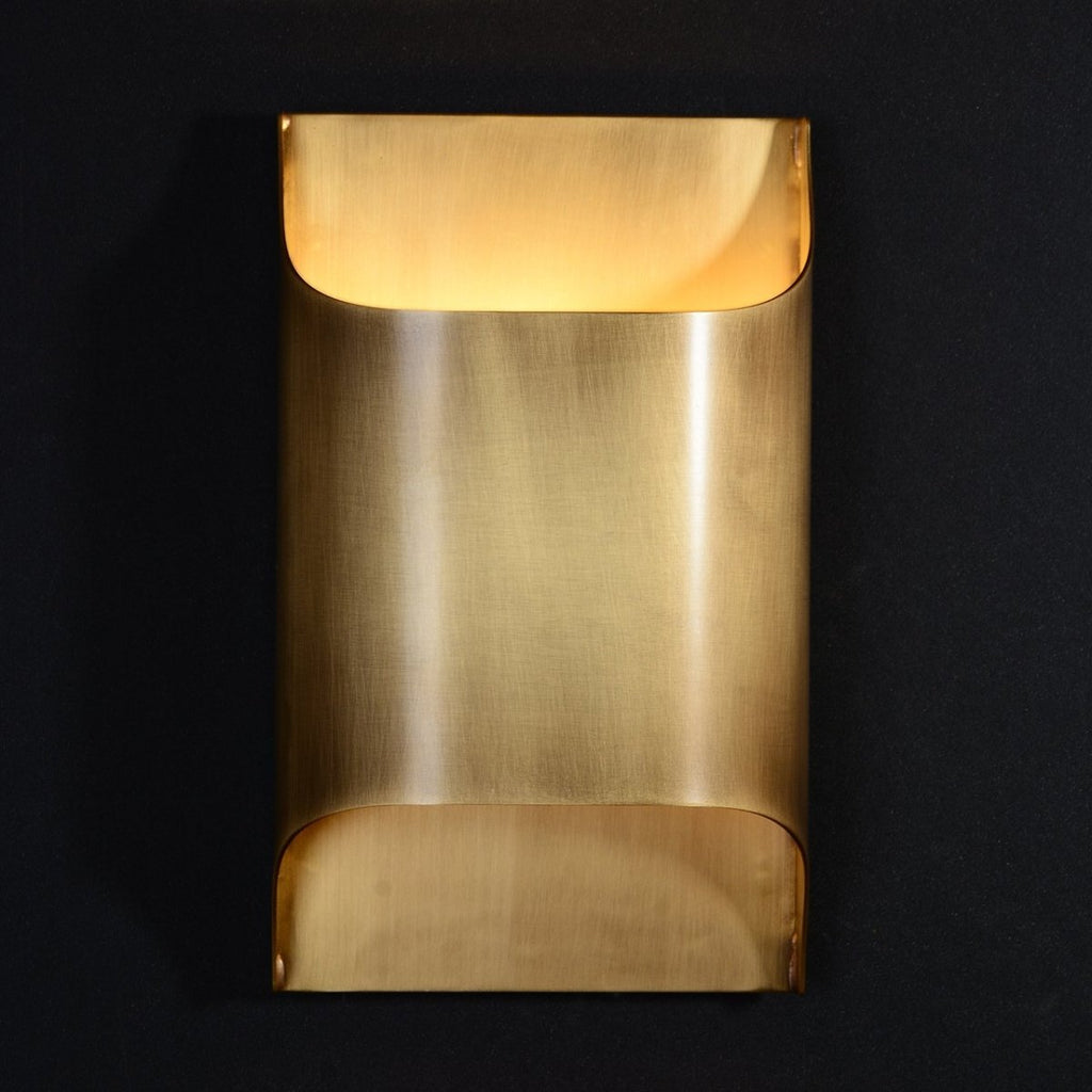 Wall Sconce, Curved Brass and Copper Finish, Modern Style, Single LED Bulb