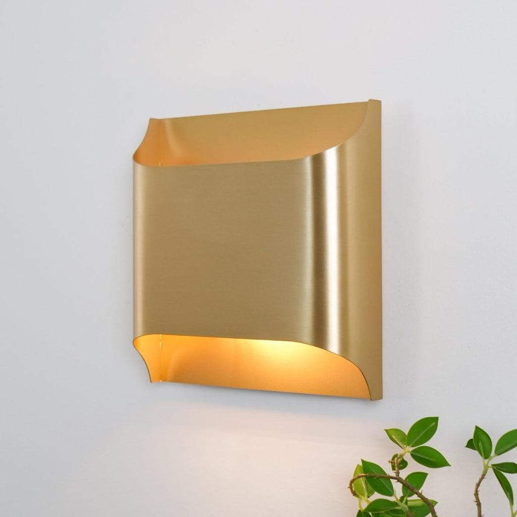 Wall Sconce, Curved Brass and Copper Finish, Modern Style, Single LED Bulb