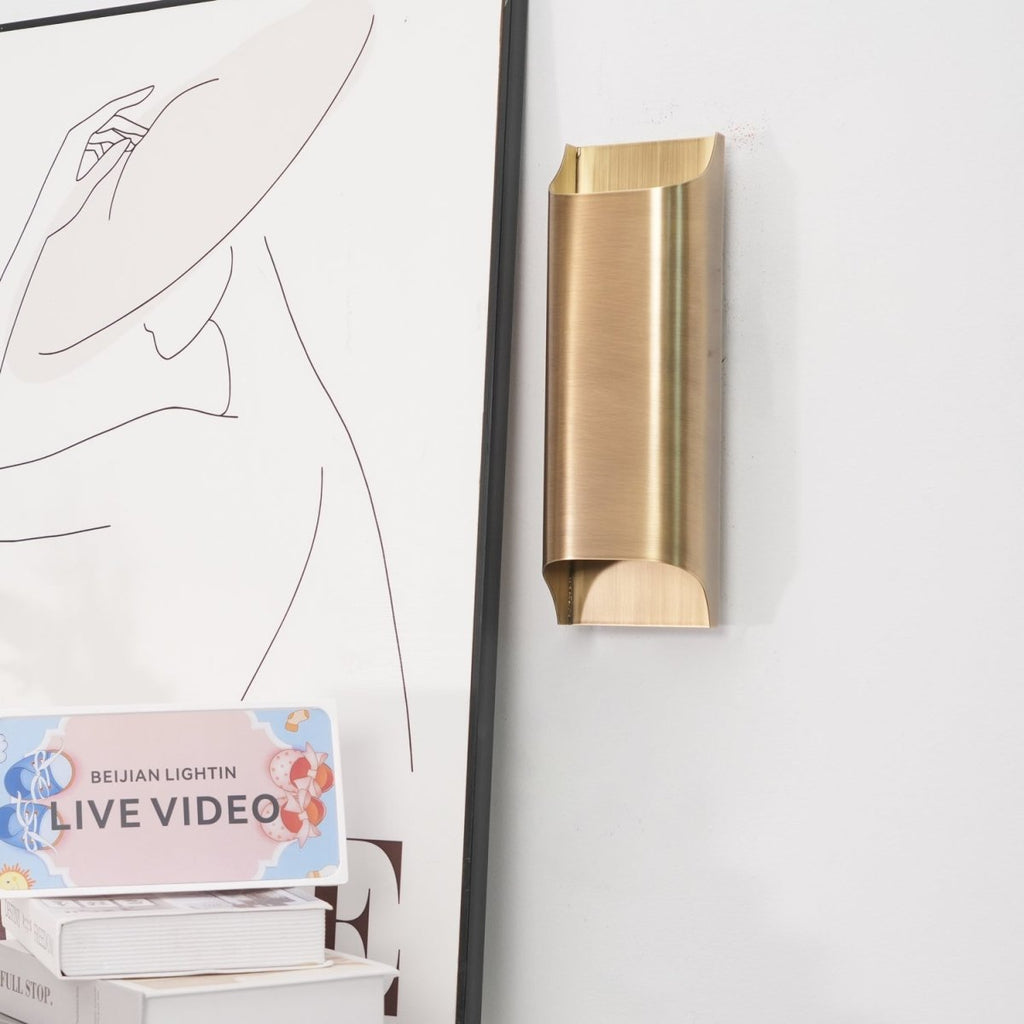 Wall Sconce, Curved Brass and Copper Finish, Modern Style, Single LED Bulb