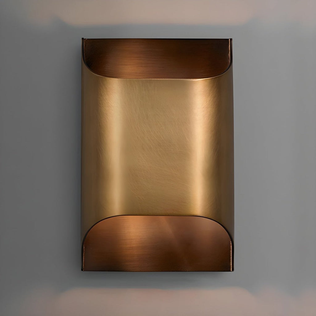Wall Sconce, Curved Brass and Copper Finish, Modern Style, Single LED Bulb