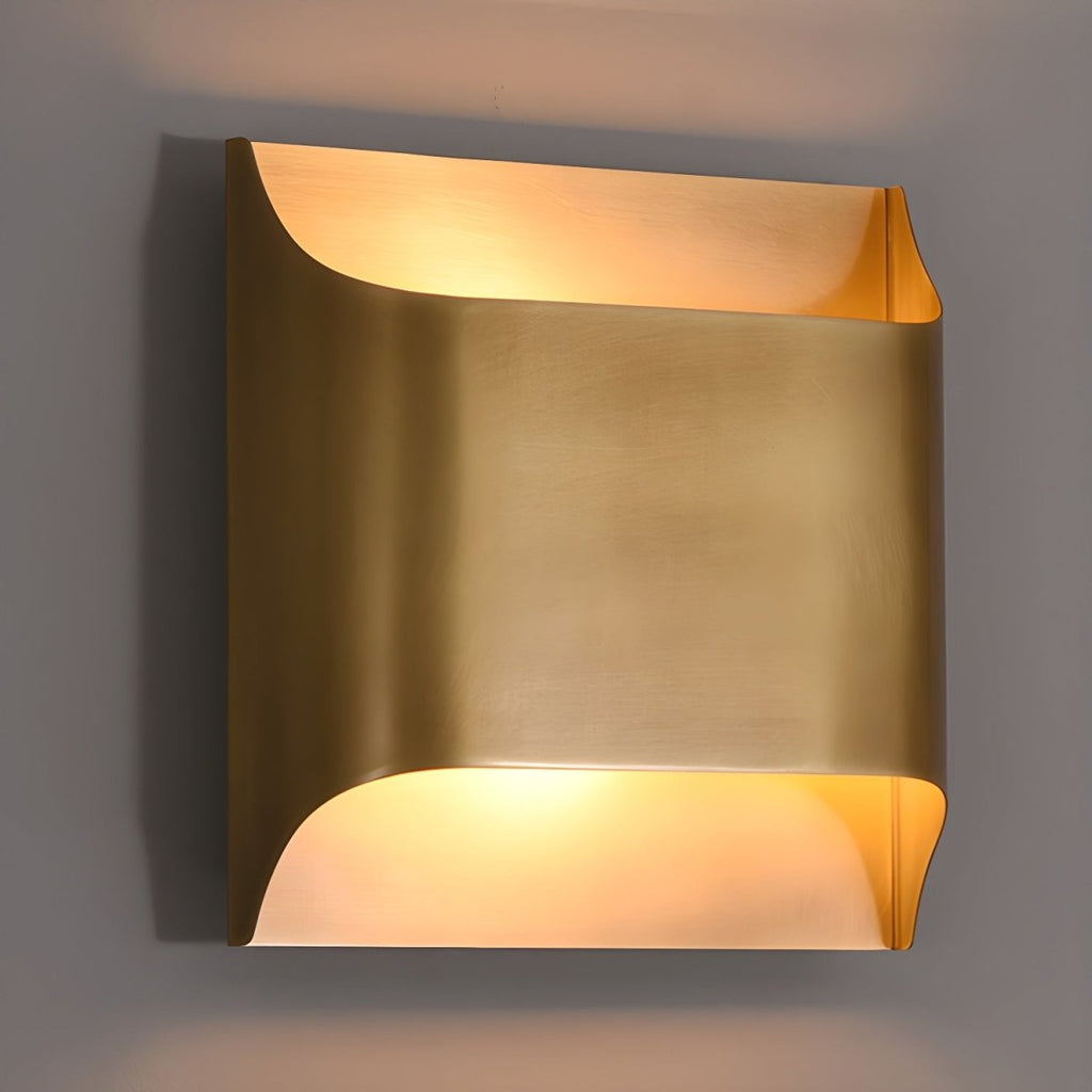 Wall Sconce, Curved Brass and Copper Finish, Modern Style, Single LED Bulb