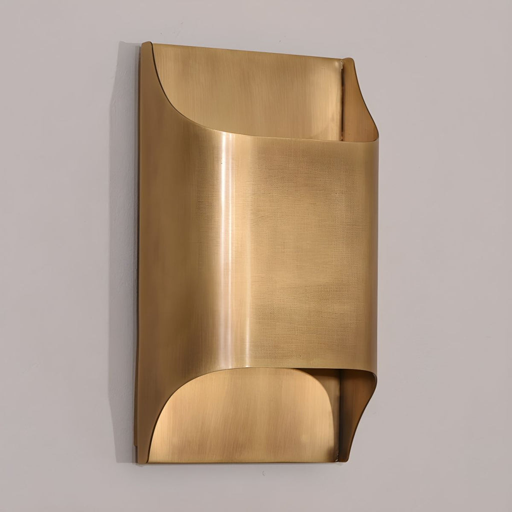 Wall Sconce, Curved Brass and Copper Finish, Modern Style, Single LED Bulb