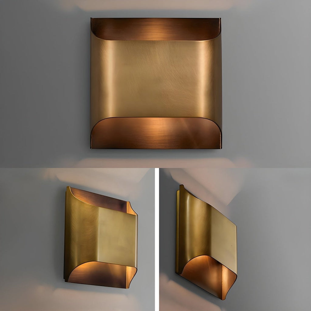 Wall Sconce, Curved Brass and Copper Finish, Modern Style, Single LED Bulb