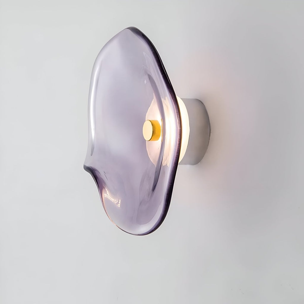 Aplique de Parede, Abajur Curvo em Vidro Japandi, Estrutura em Metal e Ferro, Luz LED Individual