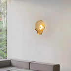 Aplique de Parede, Abajur Curvo em Vidro Japandi, Estrutura em Metal e Ferro, Luz LED Individual