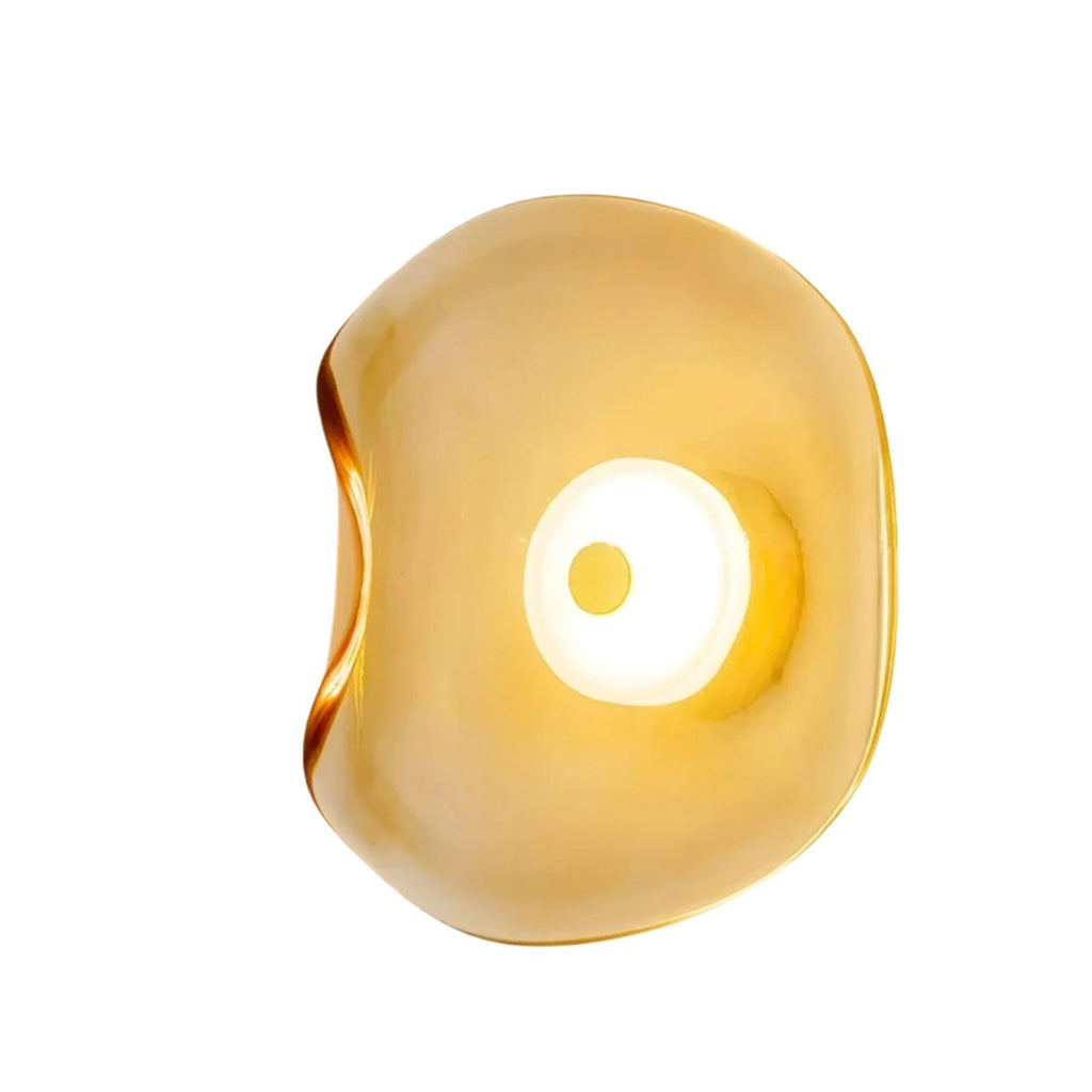 Aplique de Parede, Abajur Curvo em Vidro Japandi, Estrutura em Metal e Ferro, Luz LED Individual