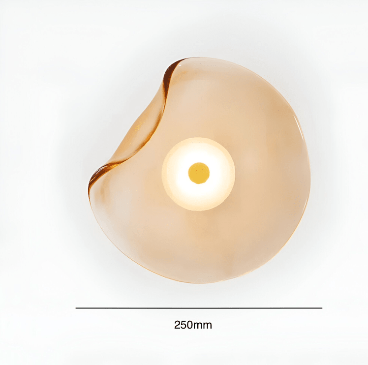 Aplique de Parede, Abajur Curvo em Vidro Japandi, Estrutura em Metal e Ferro, Luz LED Individual