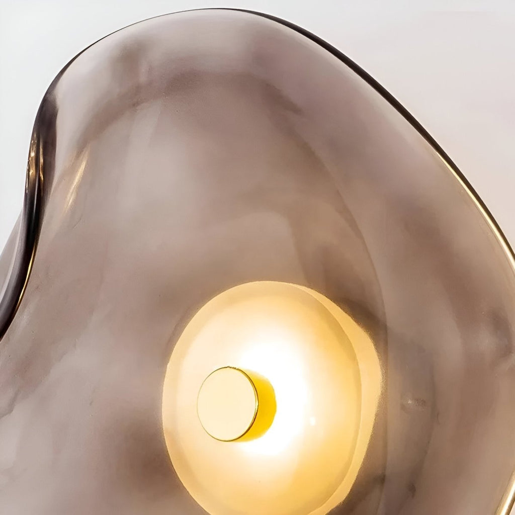 Aplique de Parede, Abajur Curvo em Vidro Japandi, Estrutura em Metal e Ferro, Luz LED Individual