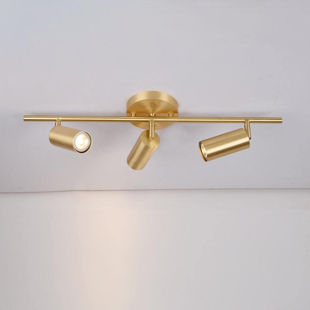 Brass cylinder wall spotlight casting warm directional light