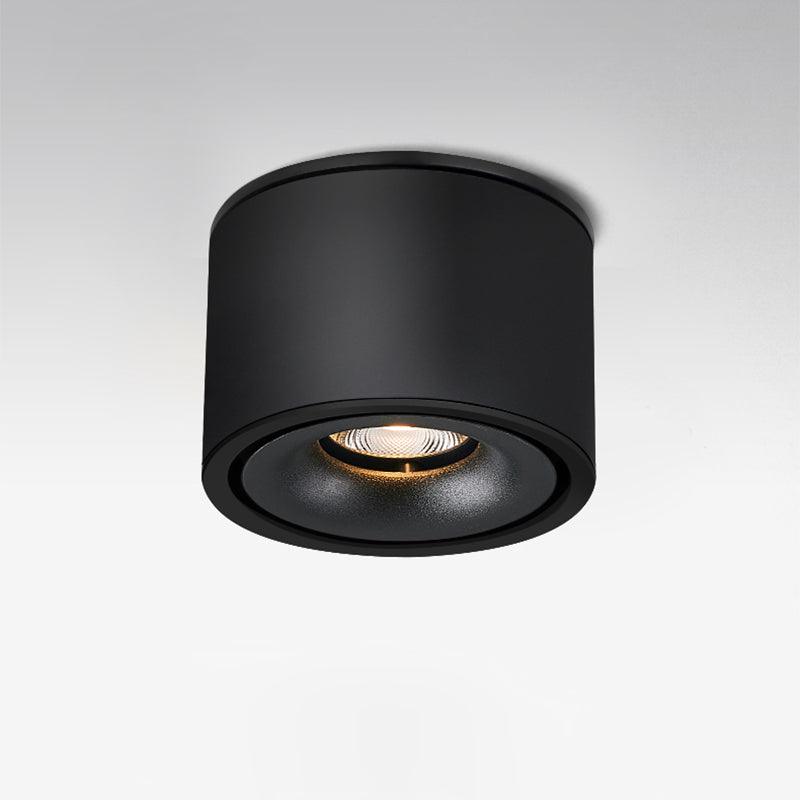 Product shot of this Clérachic downlight in black, viewed straight-on, its lens unlit against a plain backdrop.