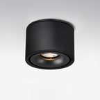 Product shot of this Clérachic downlight in black, viewed straight-on, its lens unlit against a plain backdrop.