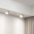 Wood Trim Cylinder Ceiling Light, Flush Mount, Frosted LED Diffuser