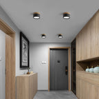 Wood Trim Cylinder Ceiling Light, Flush Mount, Frosted LED Diffuser