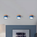 Wood Trim Cylinder Ceiling Light, Flush Mount, Frosted LED Diffuser