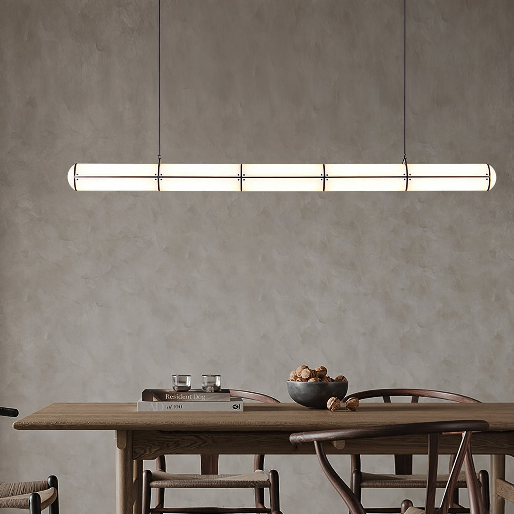Linear pendant light shown in an architectural room setting