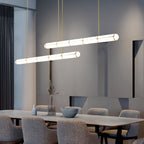 Linear pendant light detail of the cylindrical bar and finish