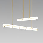 Linear pendant light suspended in a contemporary space