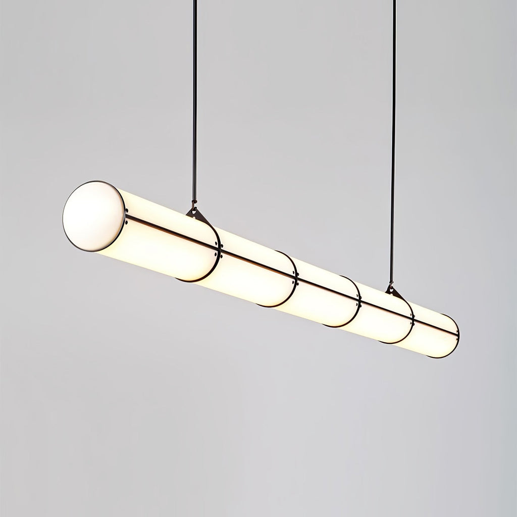 Linear pendant light detail of the bar and end cap