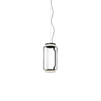 Studio shot of this Clérachic pendant's single wide glass cylinder with its black cord visible inside, on a white background.