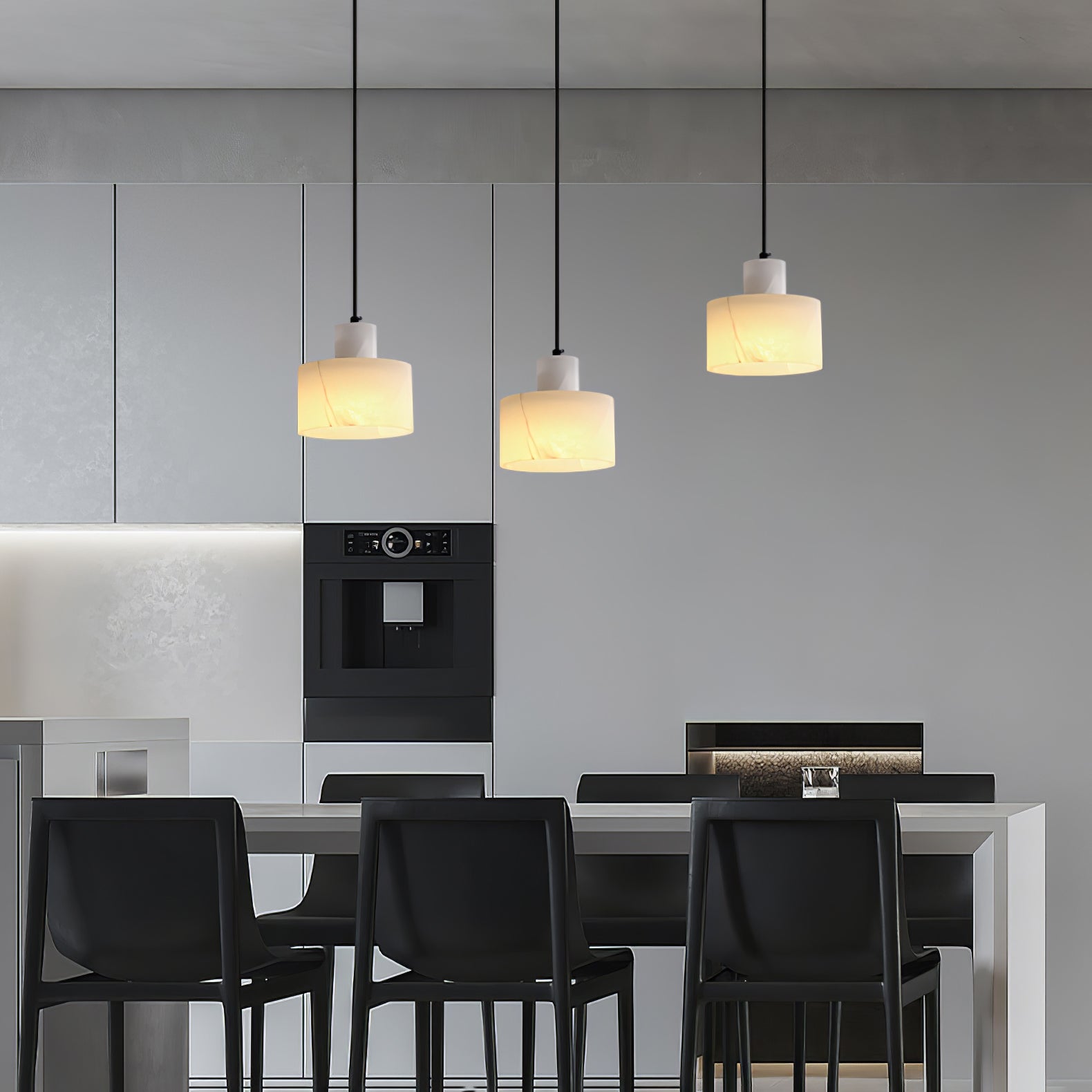 Alabaster pendant light detail of natural colour variation