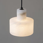 Alabaster pendant light detail with unique stone pattern