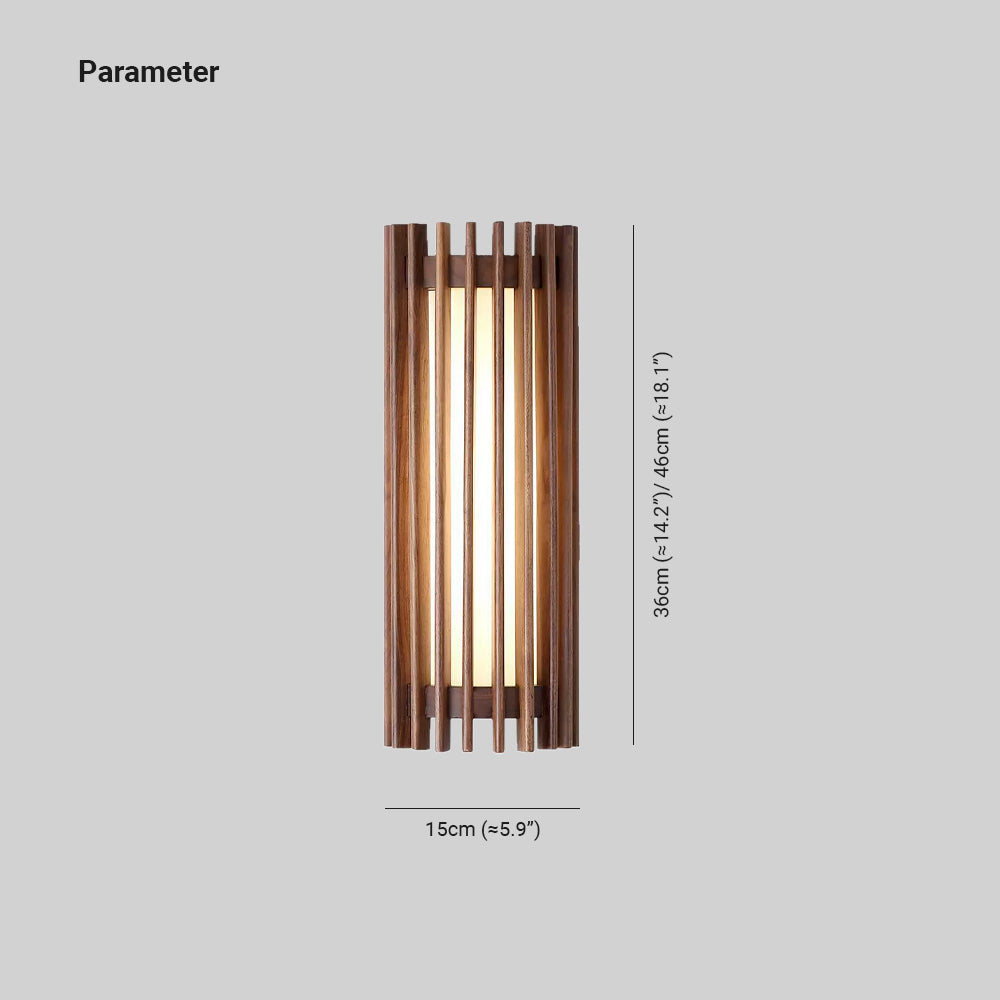 Muto Walnut Wood Wall Lamp, Hardwired Indoor Sconce, Integrated LED