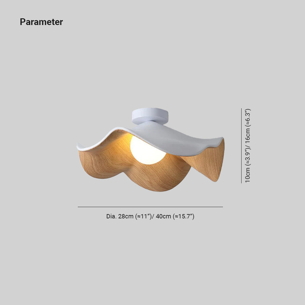 Muto Wood & Resin Ceiling Light, Black And White Finish